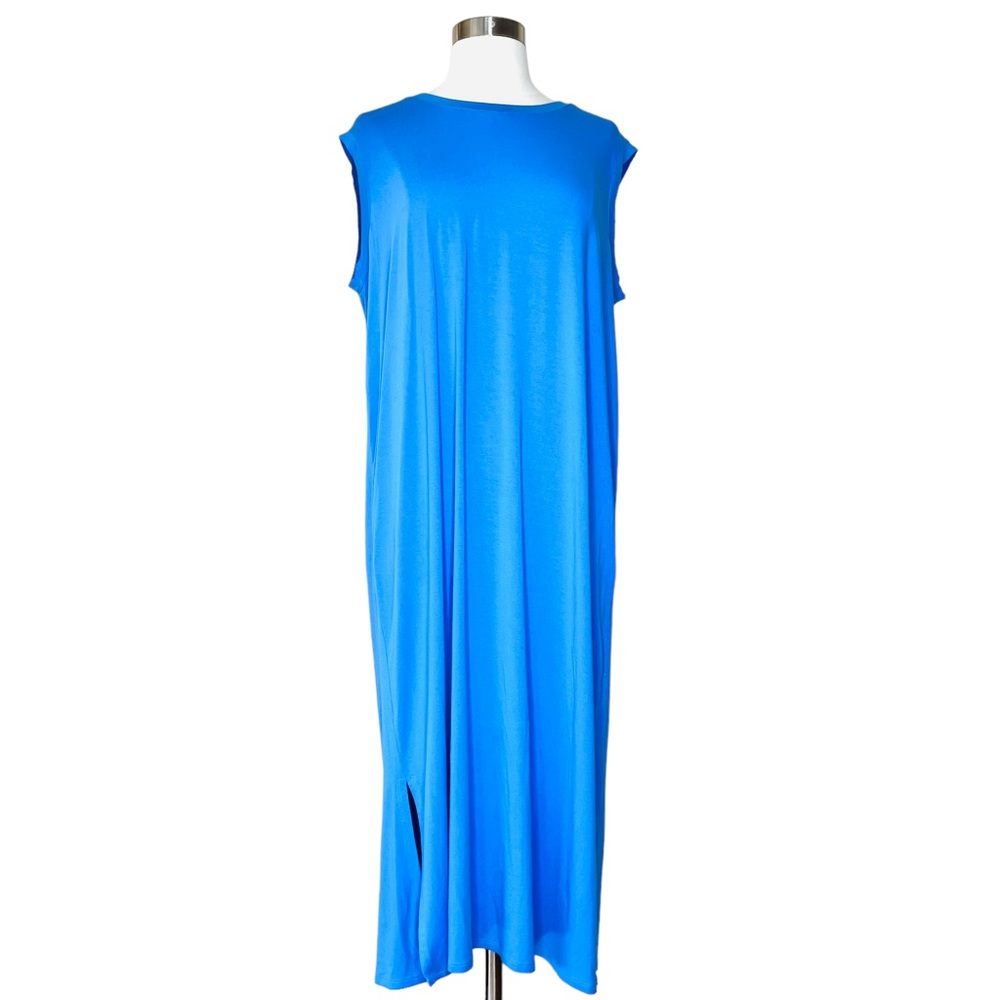 Eileen Fisher Bright Blue Sleeveless Maxi Dress